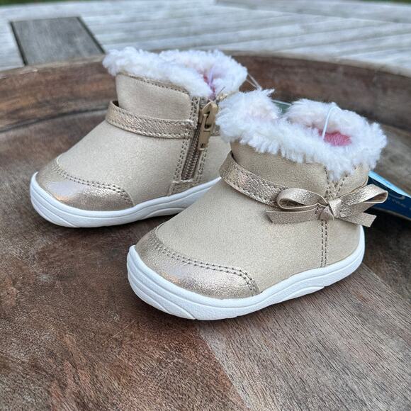 Stride Rite 360 Zia Champagne Boots Size 3M Golden Little Kids Fashion Boots New - Picture 1 of 9